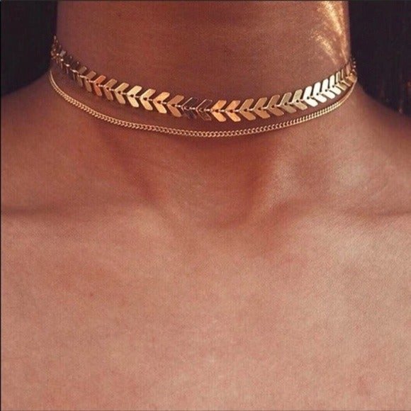 Jewelbyjess Jewelry - Trendy Chevron Gold Choker Necklace